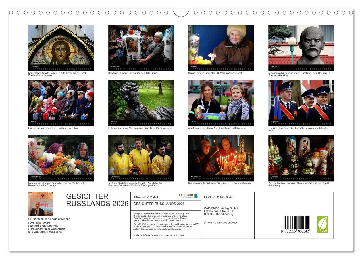 Bild: 9783516088342 | GESICHTER RUSSLANDS 2026 (Wandkalender 2026 DIN A3 quer), CALVENDO...
