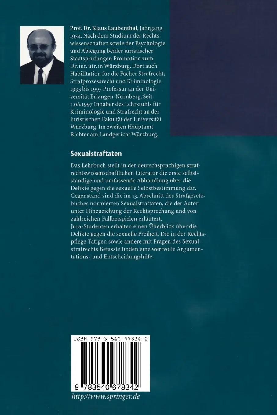Rückseite: 9783540678342 | Sexualstraftaten | Die Delikte gegen die sexuelle Selbstbestimmung