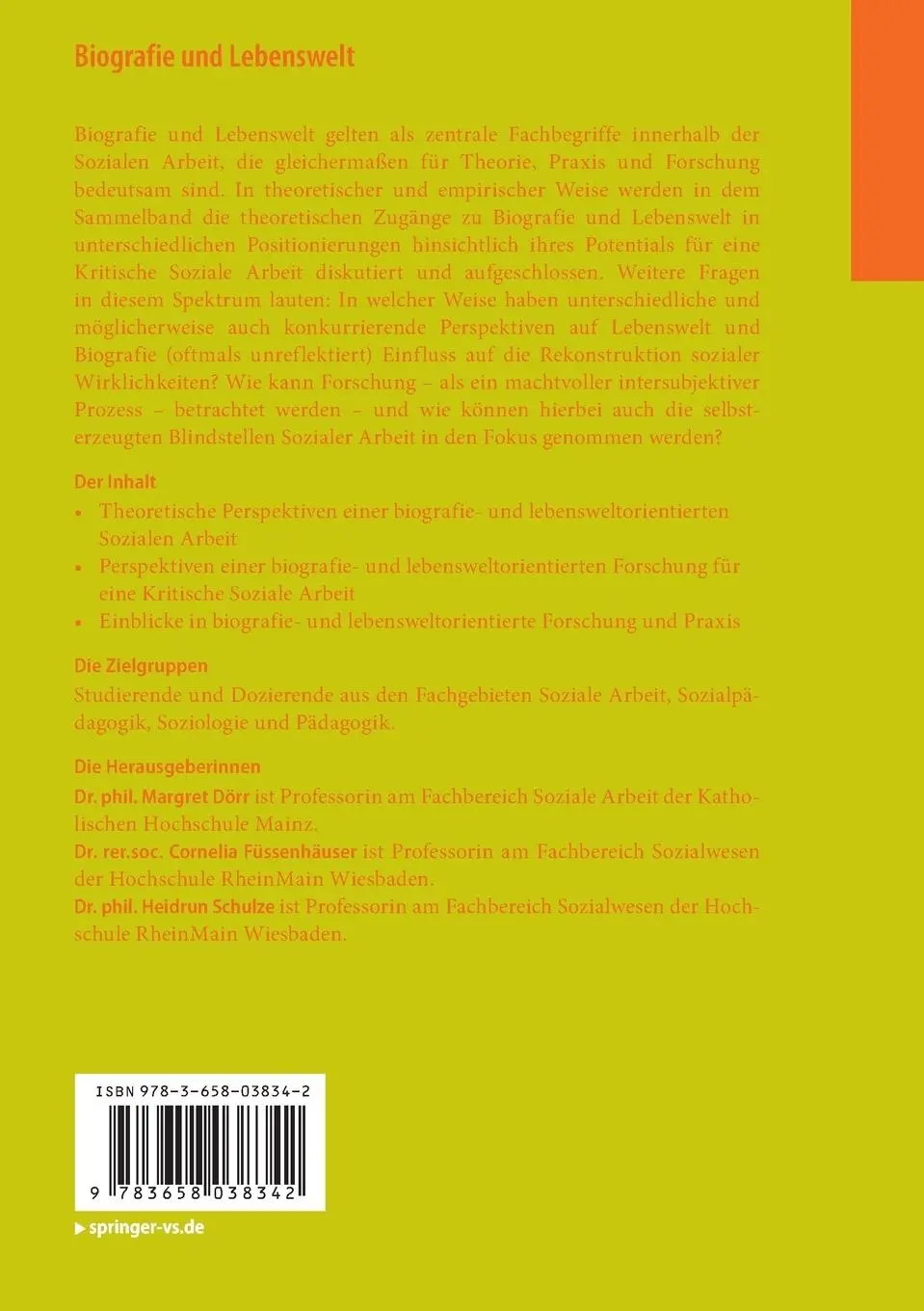 Rückseite: 9783658038342 | Biografie und Lebenswelt | Margret Dörr (u. a.) | Taschenbuch | viii
