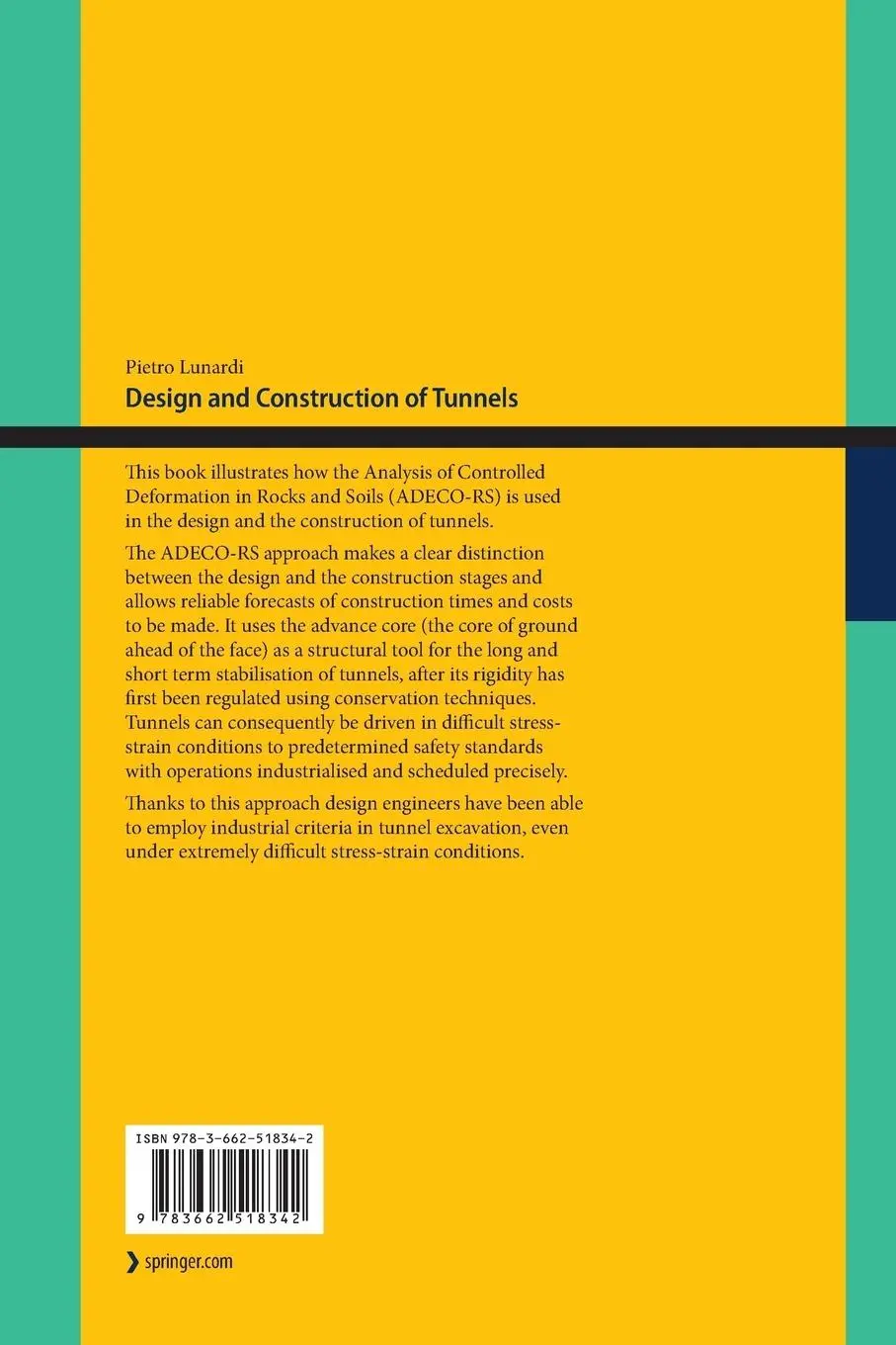 Rückseite: 9783662518342 | Design and Construction of Tunnels | Pietro Lunardi | Taschenbuch