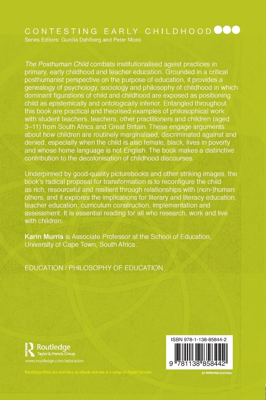 Rückseite: 9781138858442 | The Posthuman Child | Karin Murris | Taschenbuch | Englisch | 2016