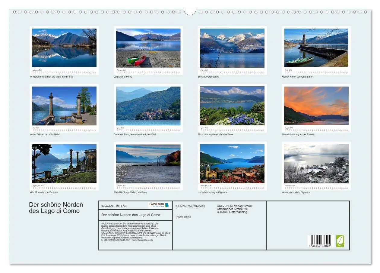 Bild: 9783457678442 | Der schöne Norden des Lago di Como (Wandkalender 2026 DIN A2 quer),...