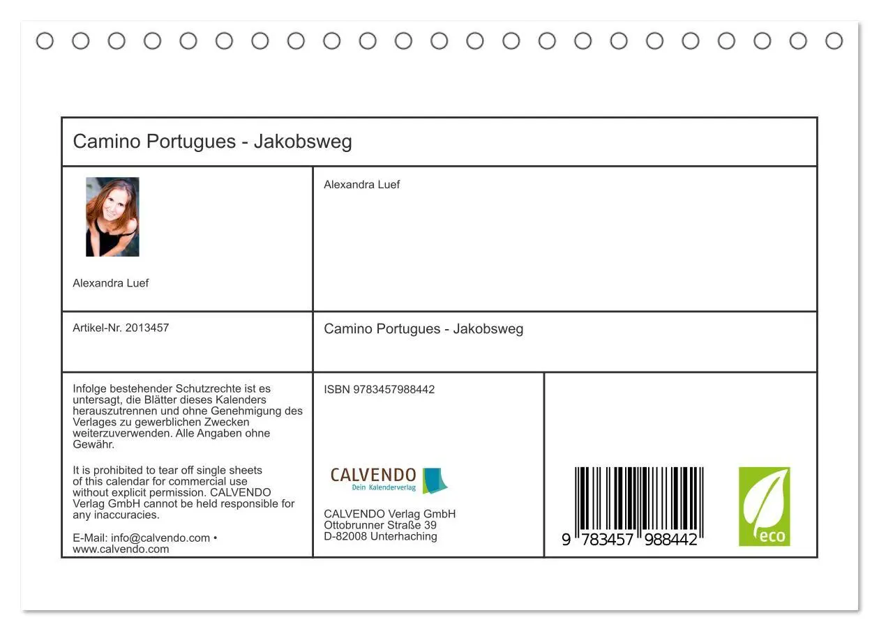 Bild: 9783457988442 | Camino Portugues - Jakobsweg (Tischkalender 2026 DIN A5 quer),...