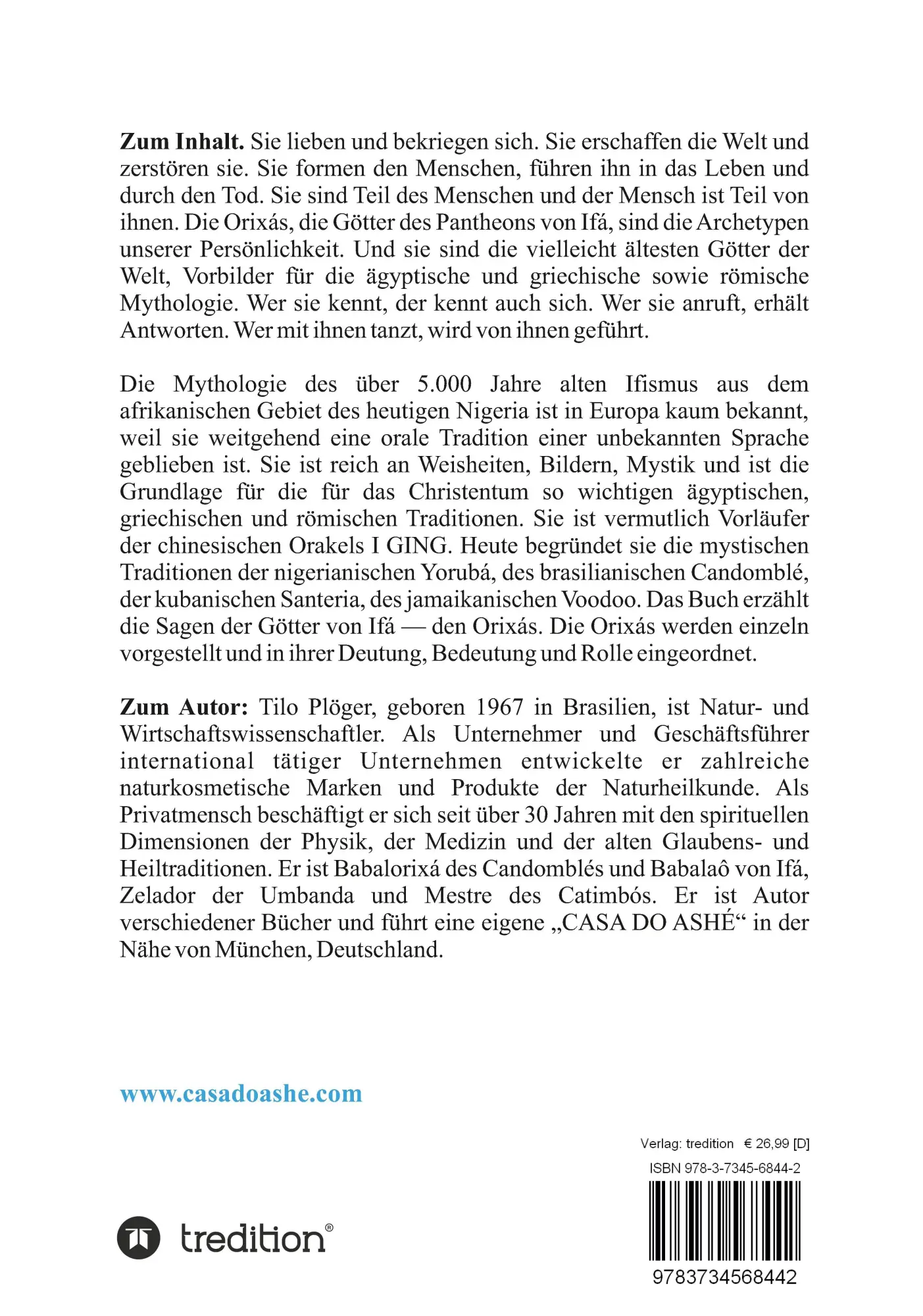 Rückseite: 9783734568442 | DIE GÖTTER VON IFÁ | Die Orixás: Die inneren Polaritäten des Menschen
