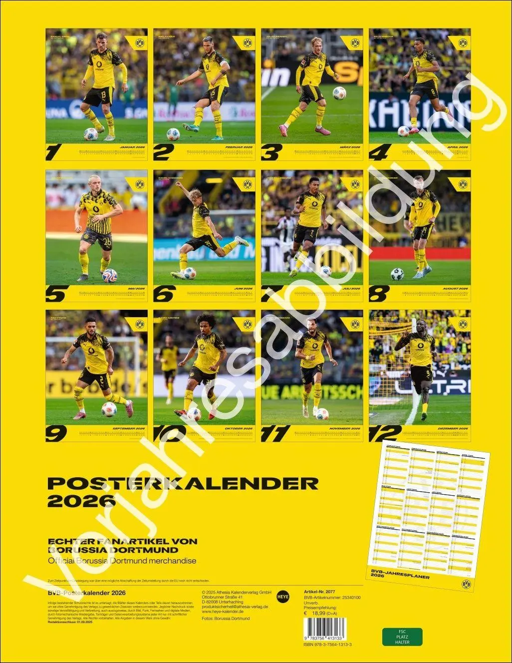 Rückseite: 9783756418442 | BVB Posterkalender 2027 | Heye | Kalender | Bundesliga Kalender Heye