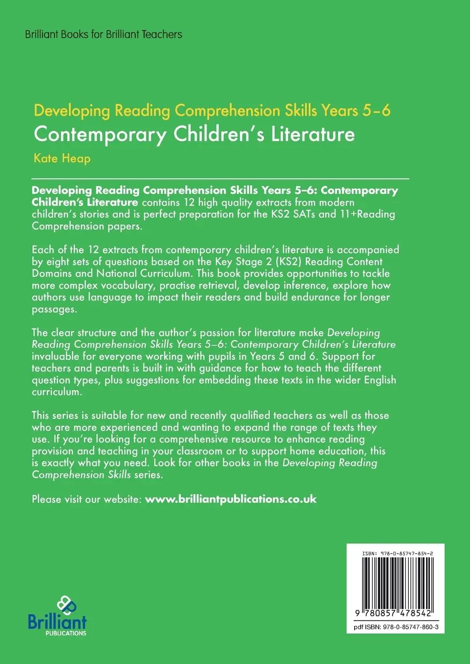 Rückseite: 9780857478542 | Developing Reading Comprehension Skills Years 5-6 | Kate Heap | Buch