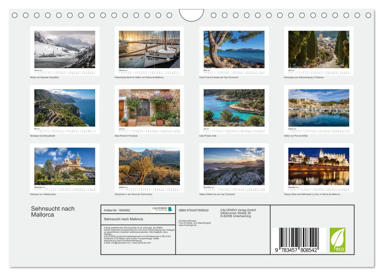 Bild: 9783457808542 | Sehnsucht nach Mallorca (Wandkalender 2026 DIN A4 quer), CALVENDO...