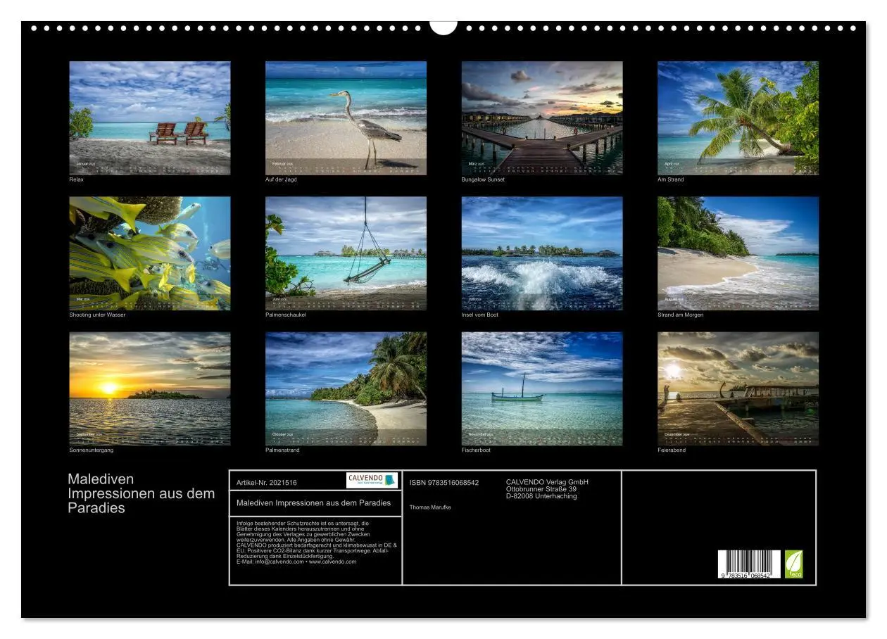 Bild: 9783516068542 | Malediven Impressionen aus dem Paradies (Wandkalender 2026 DIN A2...