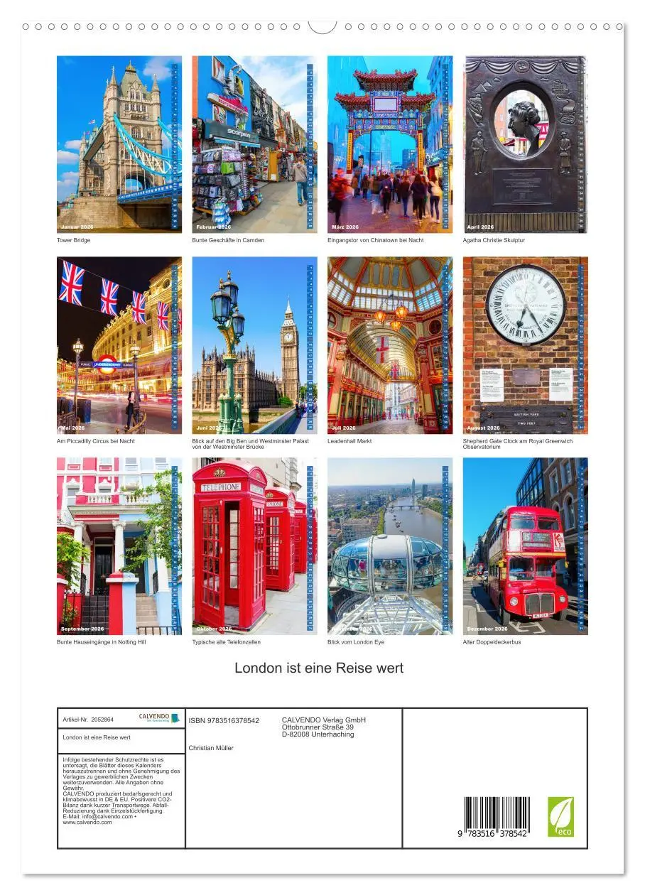 Bild: 9783516378542 | London ist eine Reise wert (hochwertiger Premium Wandkalender 2026...