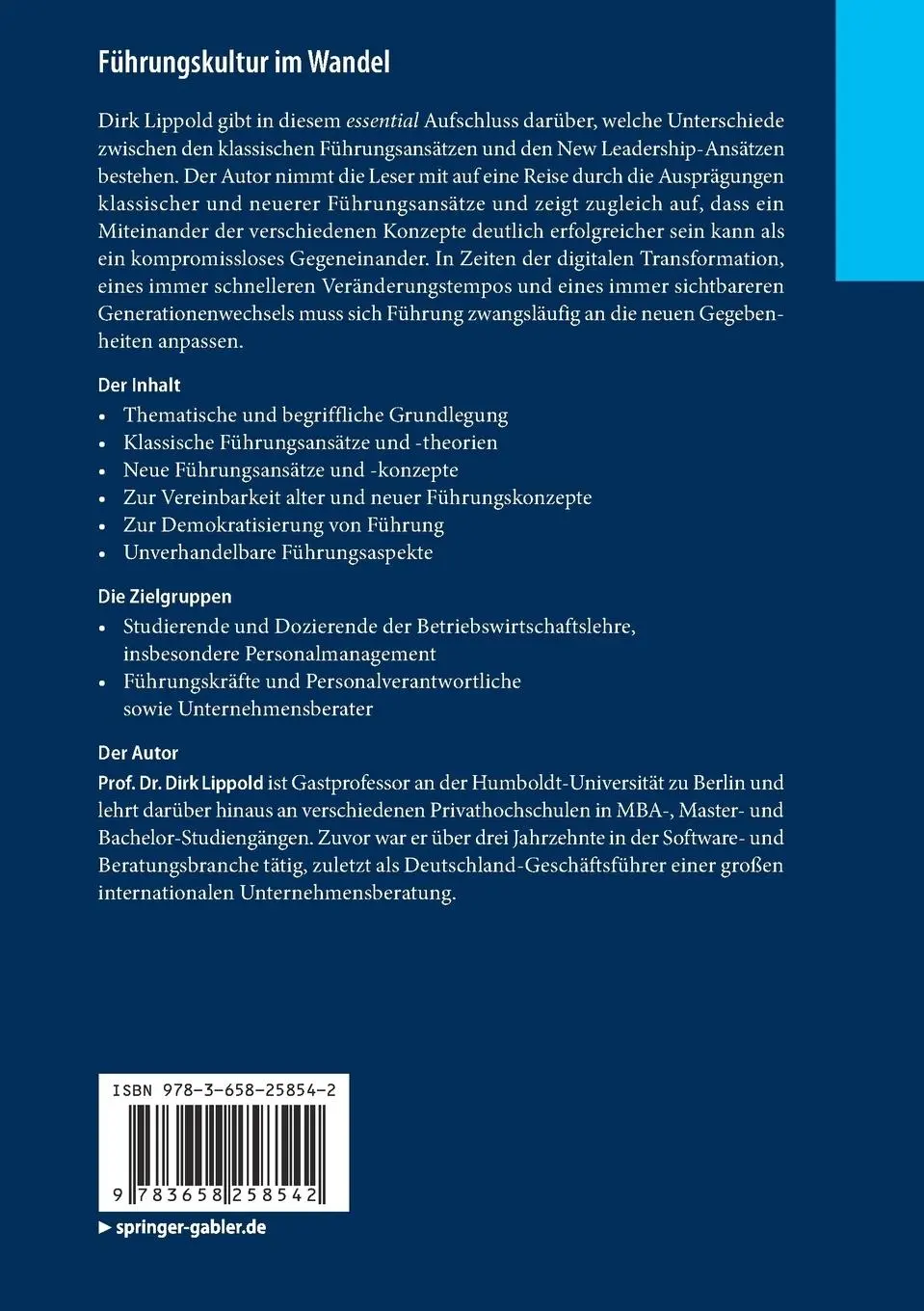 Rückseite: 9783658258542 | Führungskultur im Wandel | Dirk Lippold | Taschenbuch | x | Deutsch