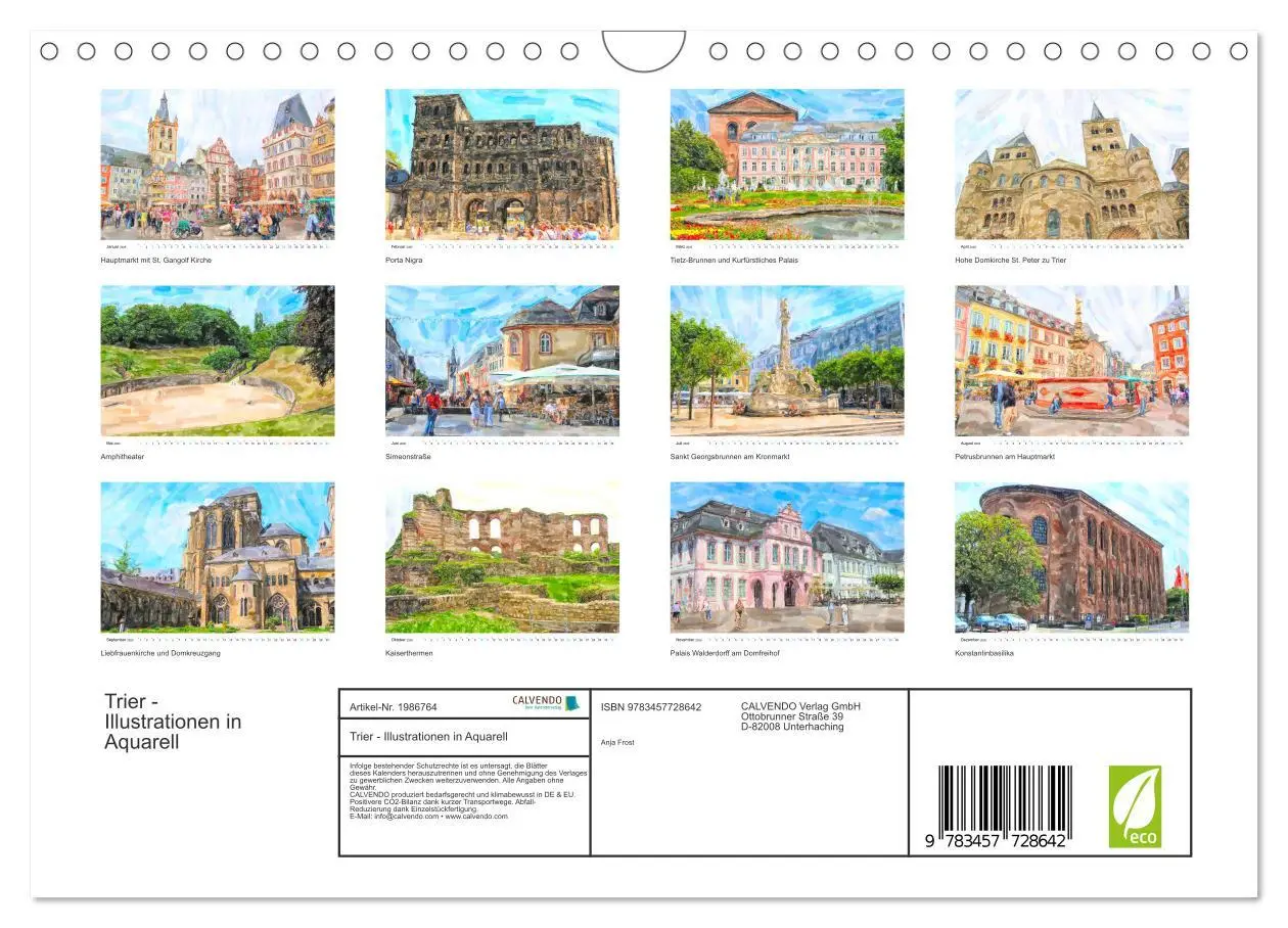 Bild: 9783457728642 | Trier - Illustrationen in Aquarell (Wandkalender 2026 DIN A4 quer),...