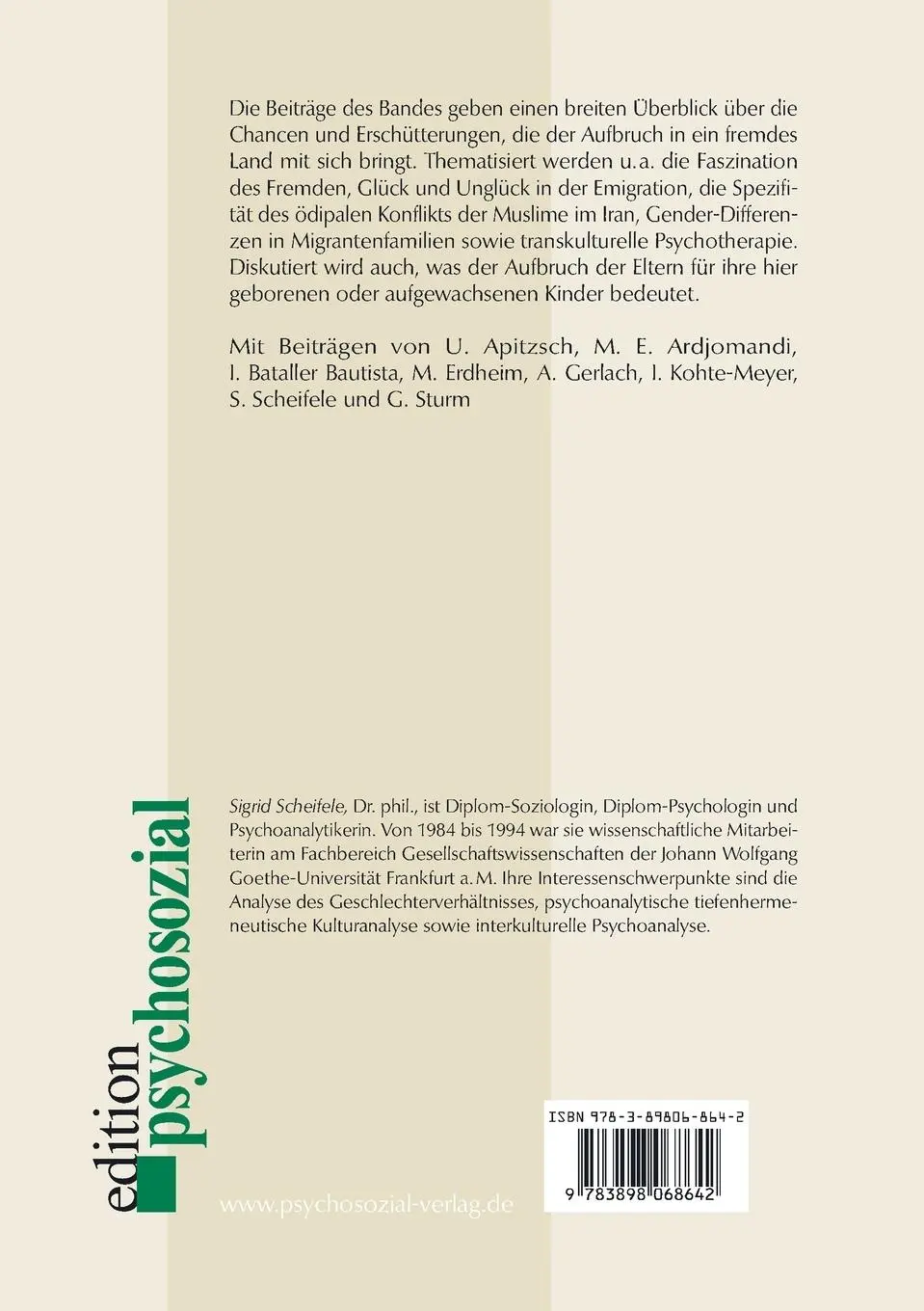 Rückseite: 9783898068642 | Migration und Psyche | Sigrid Scheifele | Taschenbuch | 151 S. | 2008