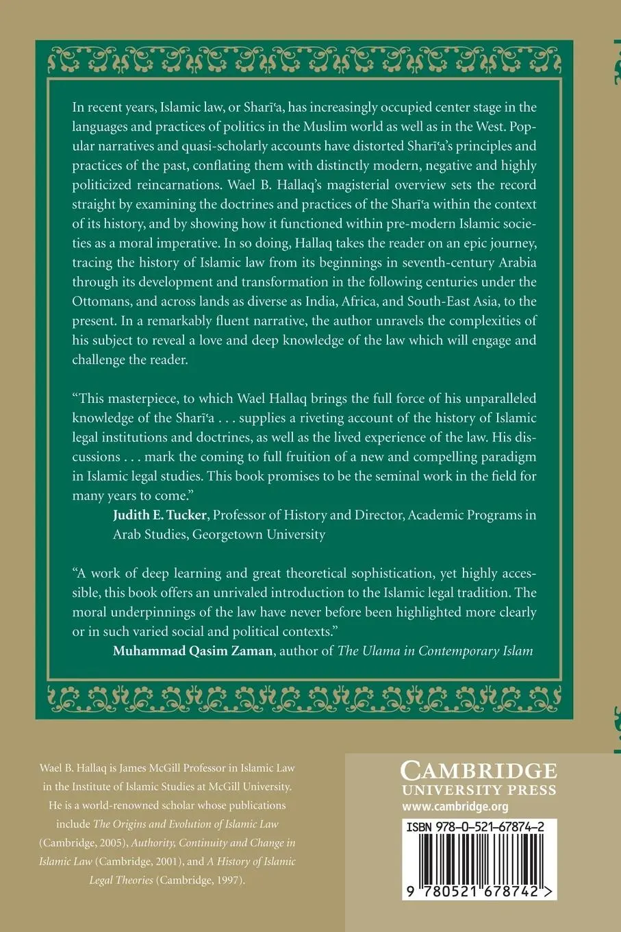 Rückseite: 9780521678742 | Shari'a | Theory, Practice, Transformations | Wael B. Hallaq | Buch