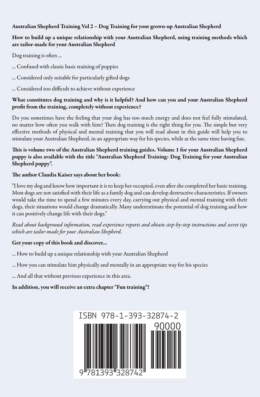 Rückseite: 9781393328742 | Australian Shepherd Training Vol 2 | Claudia Kaiser | Taschenbuch