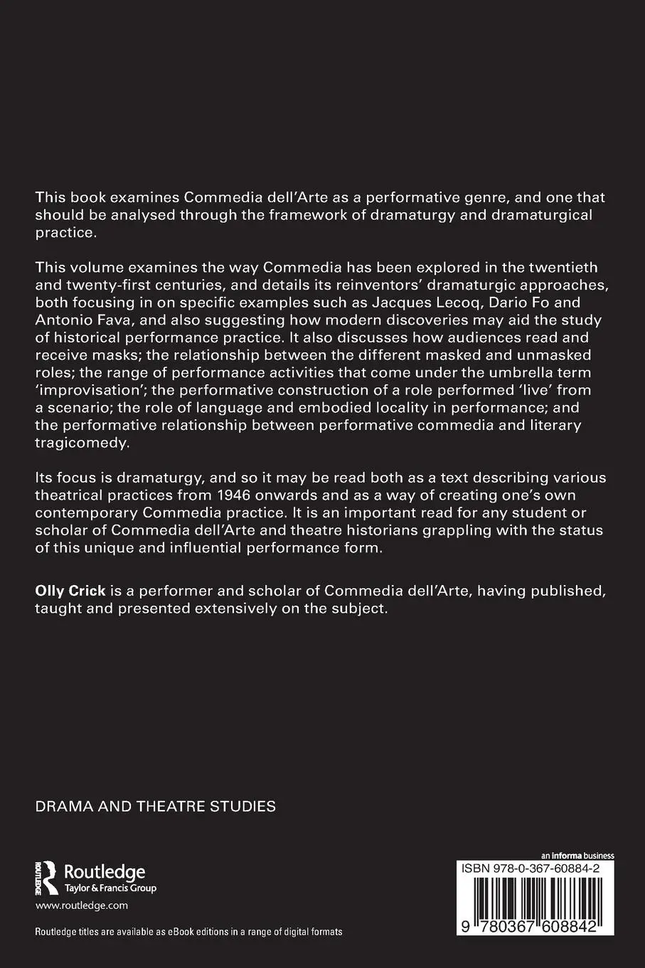 Rückseite: 9780367608842 | The Dramaturgy of Commedia dell'Arte | Olly Crick | Taschenbuch | 2021