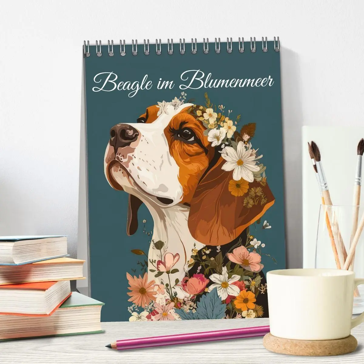 Bild: 9783516658842 | Beagle im Blumenmeer (Tischkalender 2026 DIN A5 hoch), CALVENDO...
