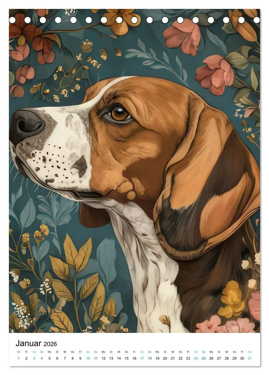 Bild: 9783516658842 | Beagle im Blumenmeer (Tischkalender 2026 DIN A5 hoch), CALVENDO...