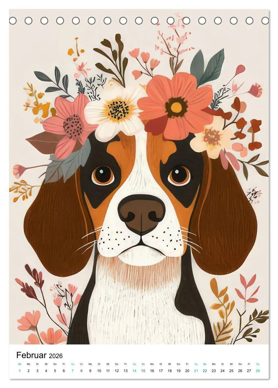 Bild: 9783516658842 | Beagle im Blumenmeer (Tischkalender 2026 DIN A5 hoch), CALVENDO...