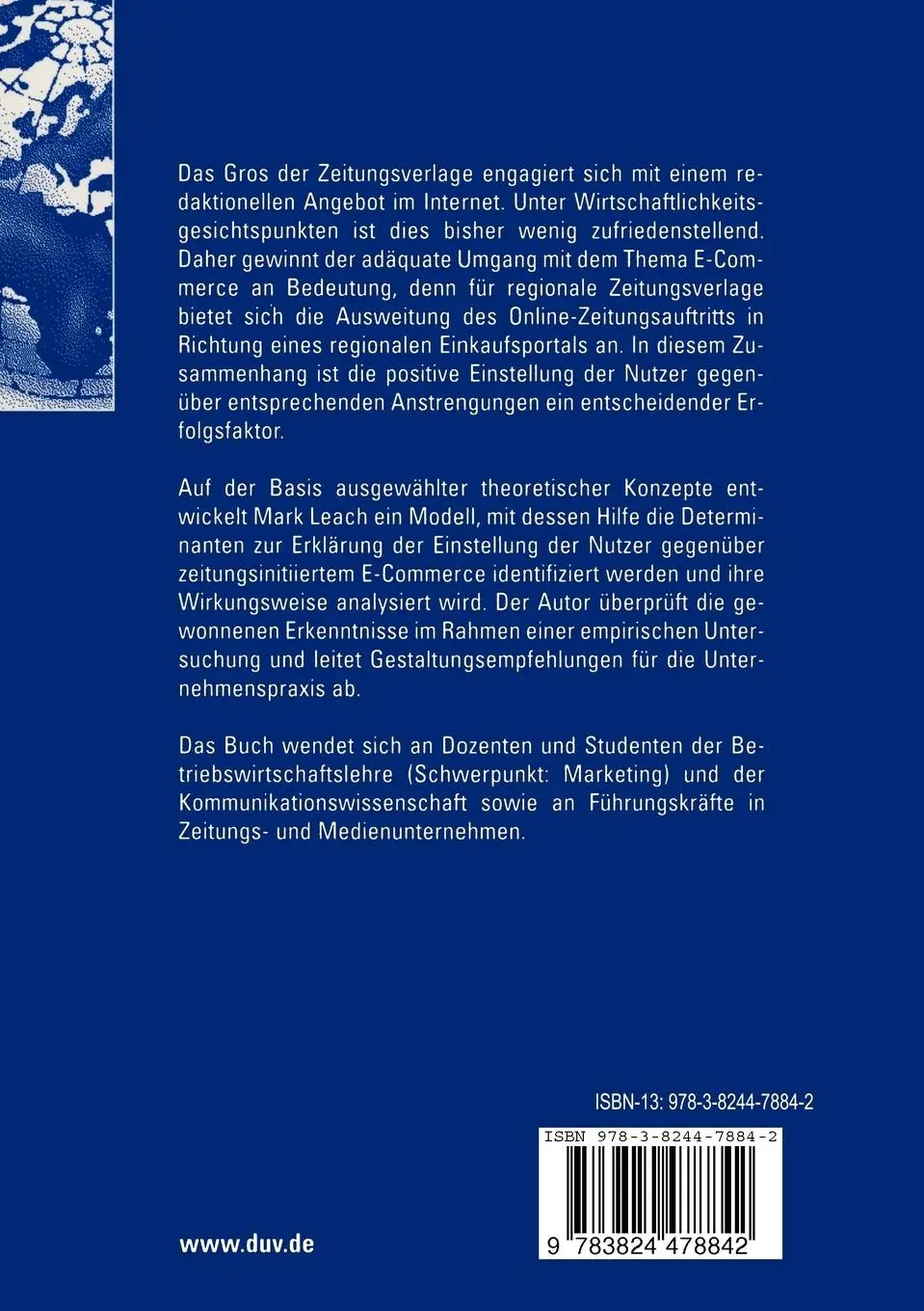 Rückseite: 9783824478842 | E-Commerce als strategische Option für regionale Online-Zeitungen