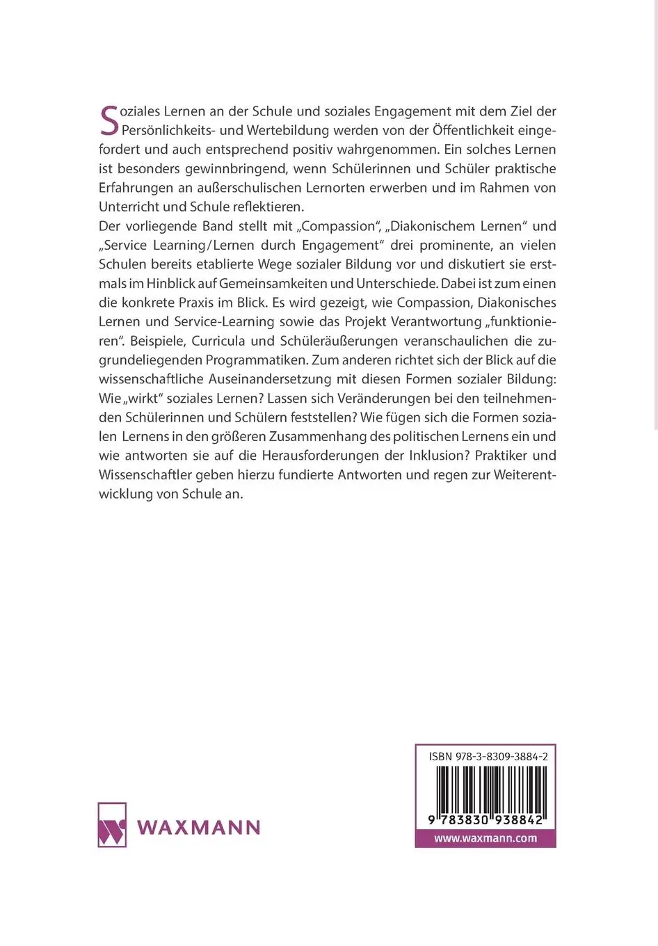 Rückseite: 9783830938842 | Konzepte sozialer Bildung an der Schule | Michael Fricke (u. a.)
