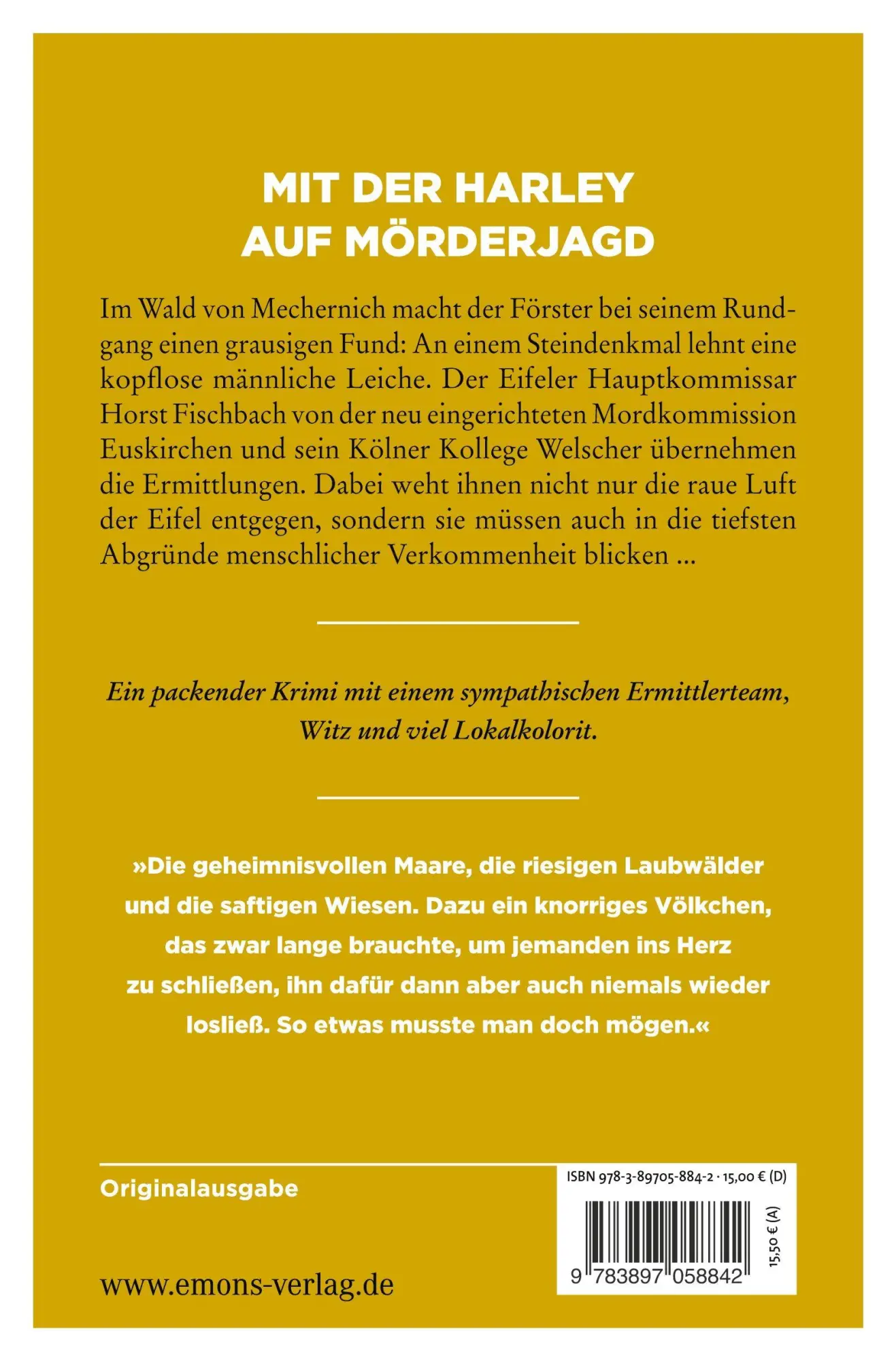 Rückseite: 9783897058842 | Eifelbaron | Eifel Krimi | Rudolf Jagusch | Taschenbuch | 318 S.