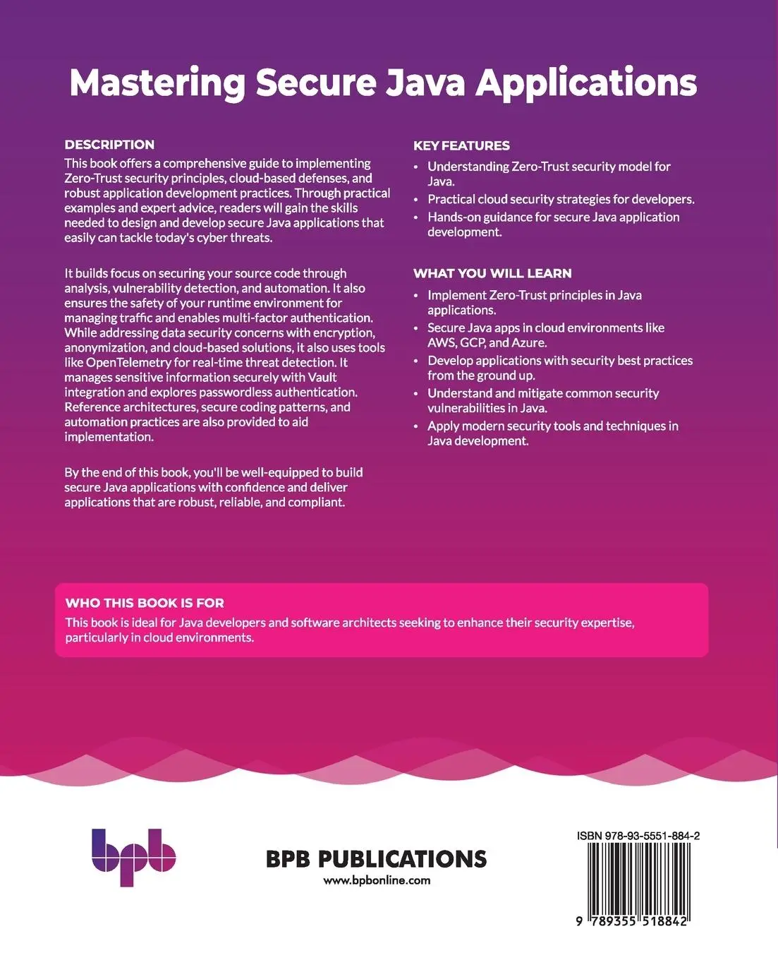 Rückseite: 9789355518842 | Mastering Secure Java Applications | Joyanta Banerjee (u. a.) | Buch