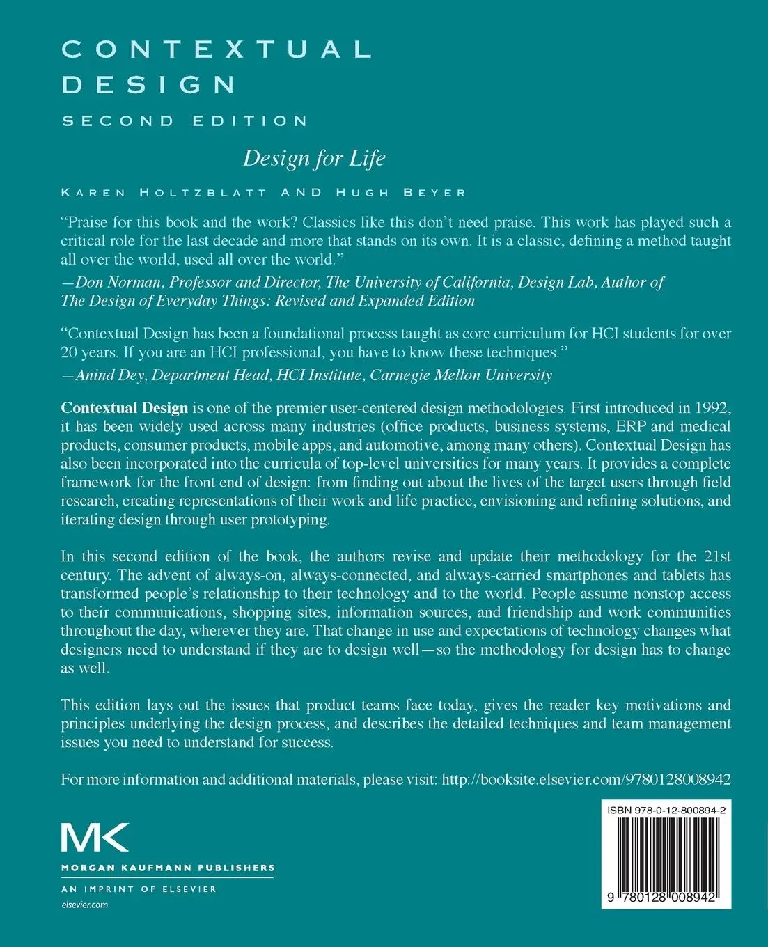 Rückseite: 9780128008942 | Contextual Design | Design for Life | Hugh Beyer (u. a.) | Taschenbuch