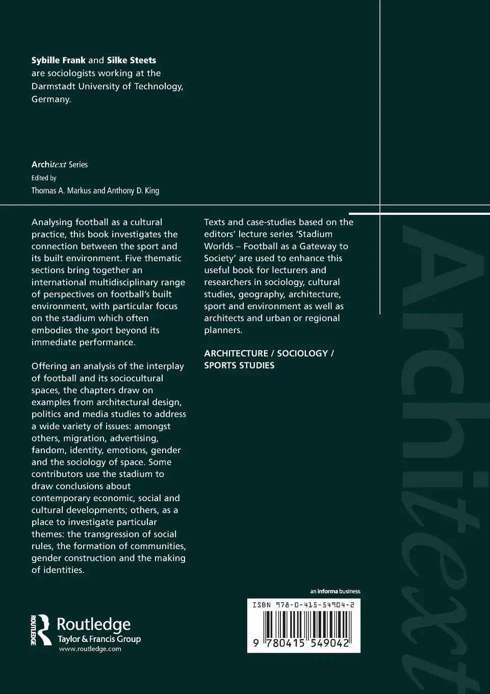 Rückseite: 9780415549042 | Stadium Worlds | Football, Space and the Built Environment | Buch