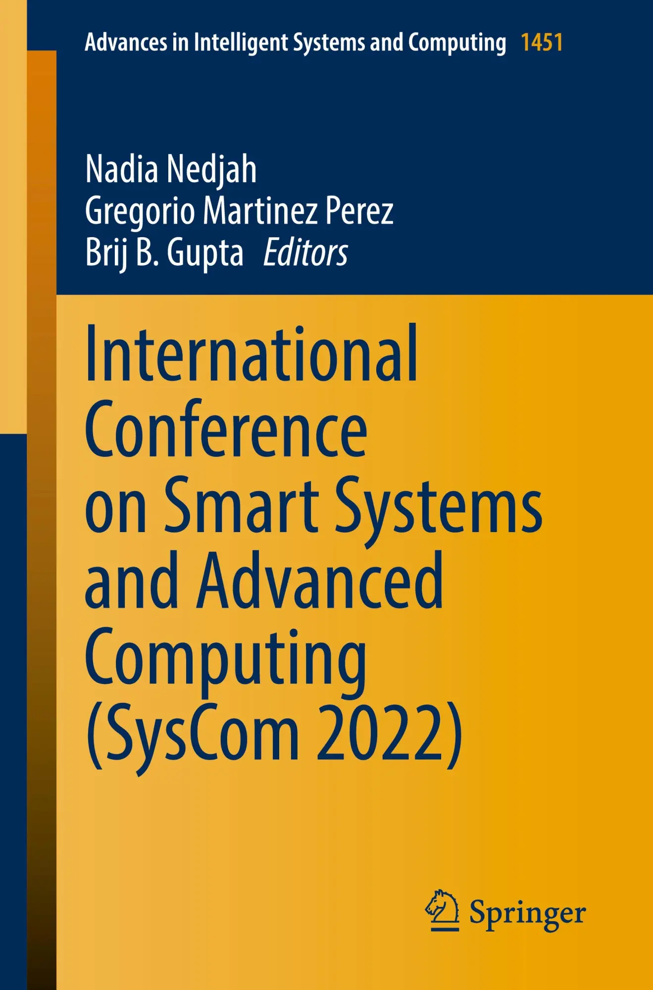 Cover: 9783031409042 | International Conference on Smart Systems and Advanced Computing...