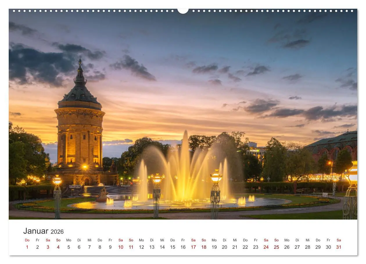 Bild: 9783457369142 | Der Mannheimer Wasserturm (Wandkalender 2026 DIN A2 quer), CALVENDO...