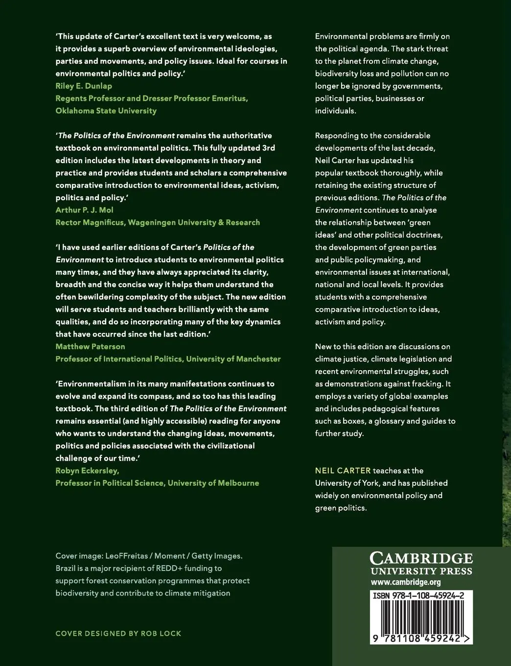 Rückseite: 9781108459242 | The Politics of the Environment | Neil Carter | Taschenbuch | Englisch