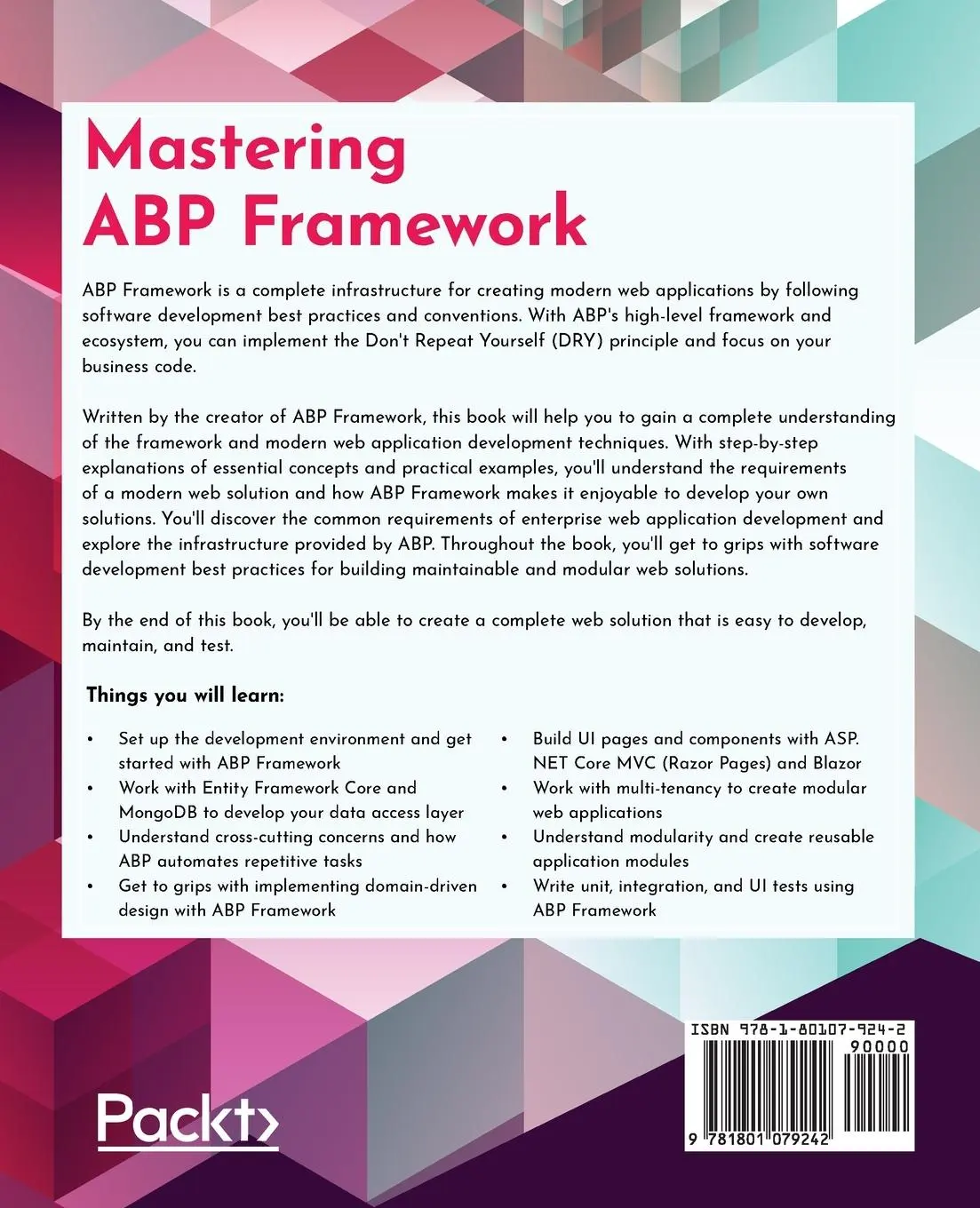 Rückseite: 9781801079242 | Mastering ABP Framework | Halil Ibrahim Kalkan | Taschenbuch | 2022