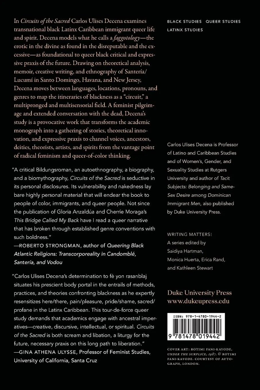 Rückseite: 9781478019442 | Circuits of the Sacred | A Faggotology in the Black Latinx Caribbean