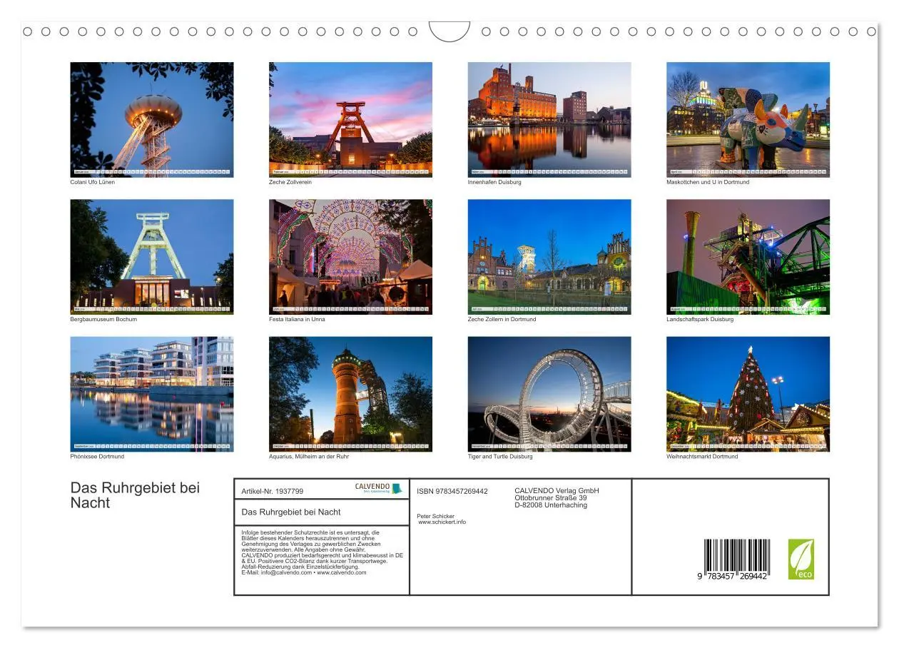 Bild: 9783457269442 | Das Ruhrgebiet bei Nacht (Wandkalender 2026 DIN A3 quer), CALVENDO...