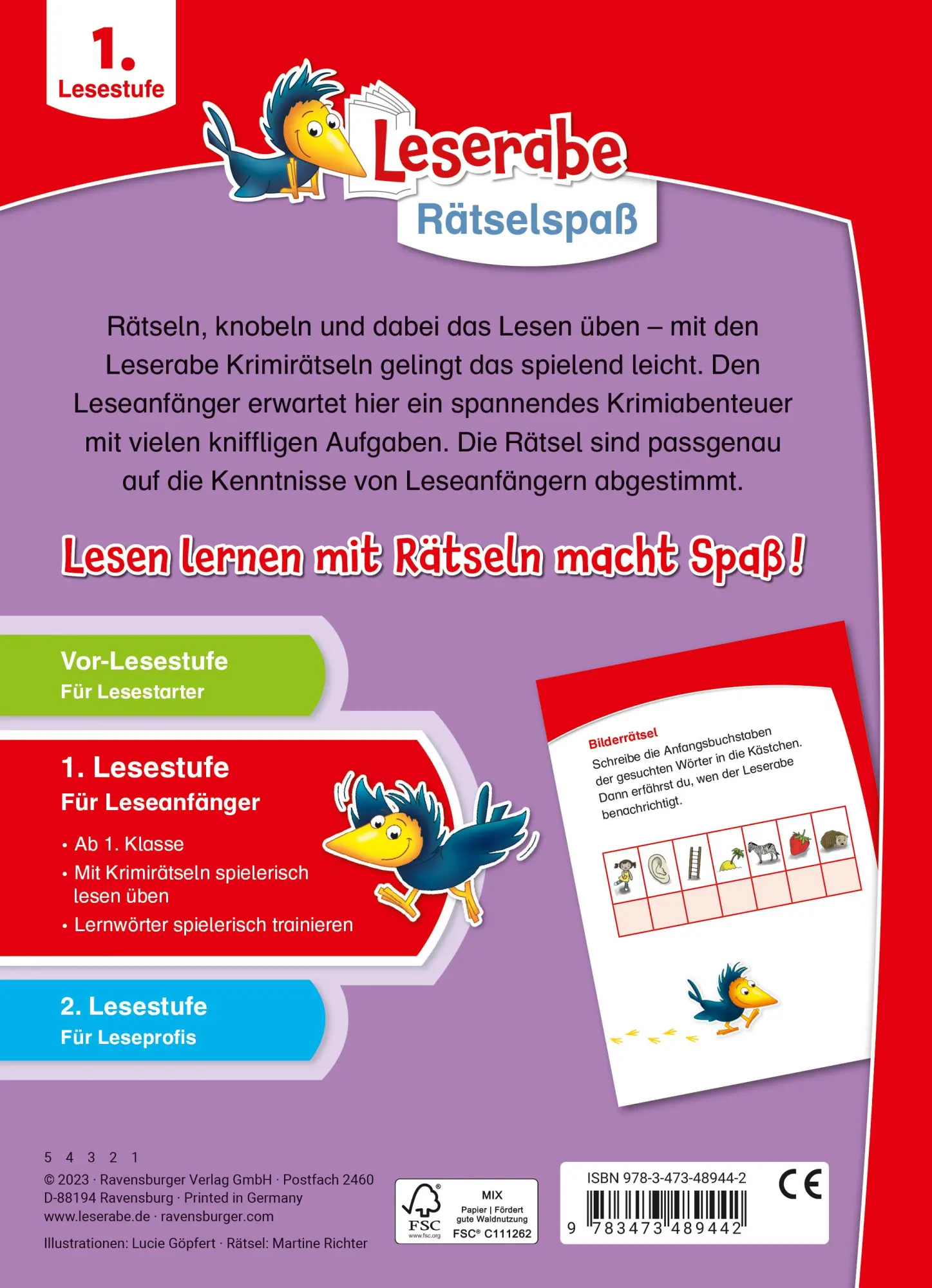 Rückseite: 9783473489442 | Leserabe - Rätselspaß - Krimirätsel zum Lesenlernen, 1. Lesestufe