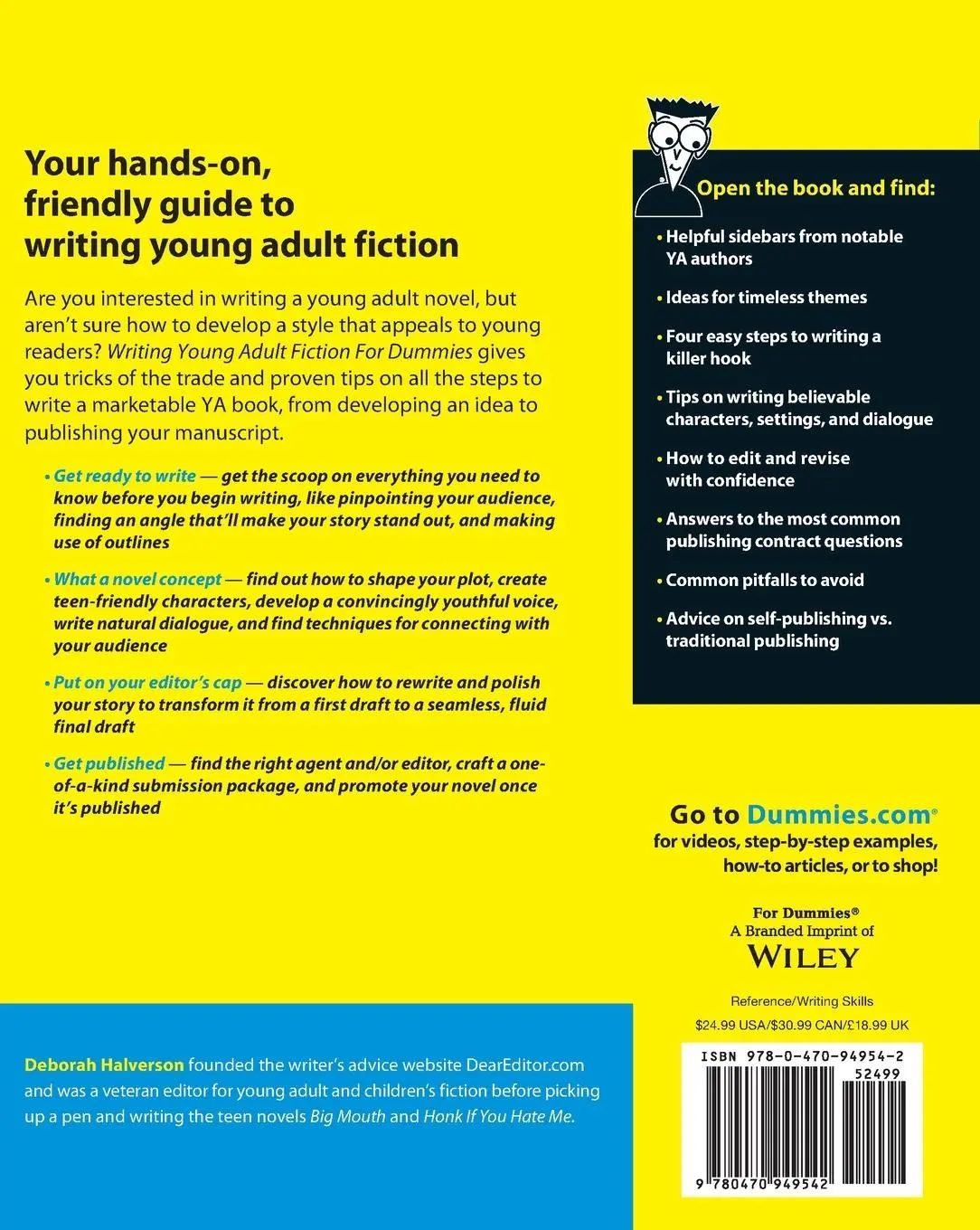 Rückseite: 9780470949542 | Writing Young Adult Fiction For Dummies | Deborah Halverson | Buch