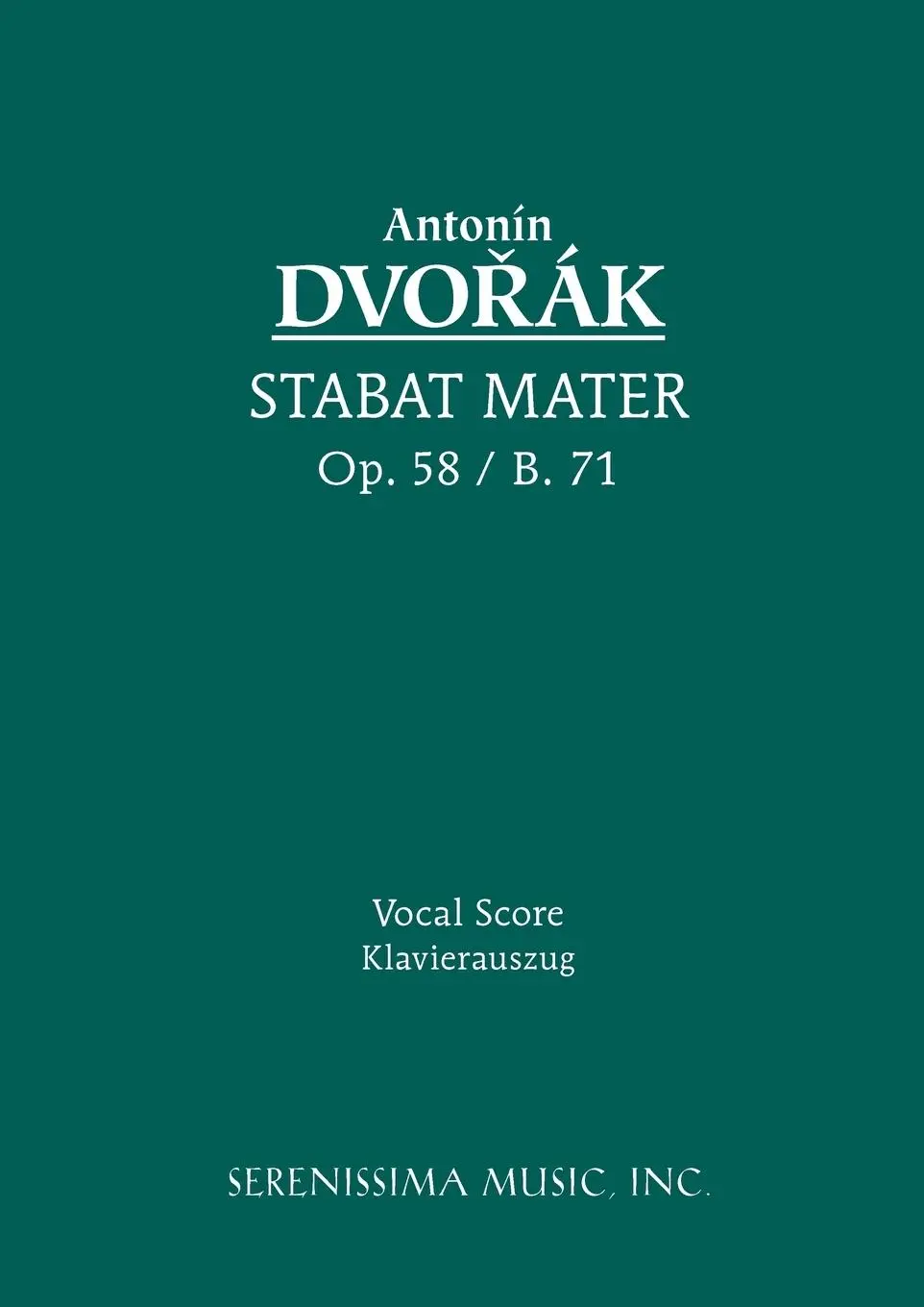 Cover: 9781932419542 | Stabat Mater, Op.58 | Vocal score | Taschenbuch | Latein | 2008