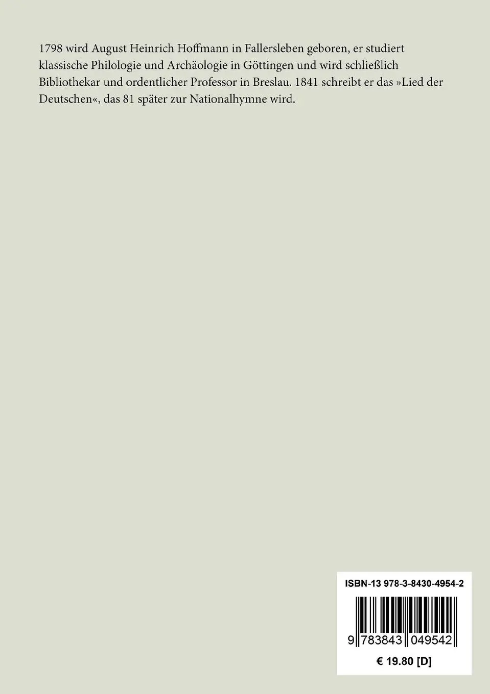 Rückseite: 9783843049542 | Kinderlieder | August Heinrich Hoffmann von Fallersleben | Taschenbuch