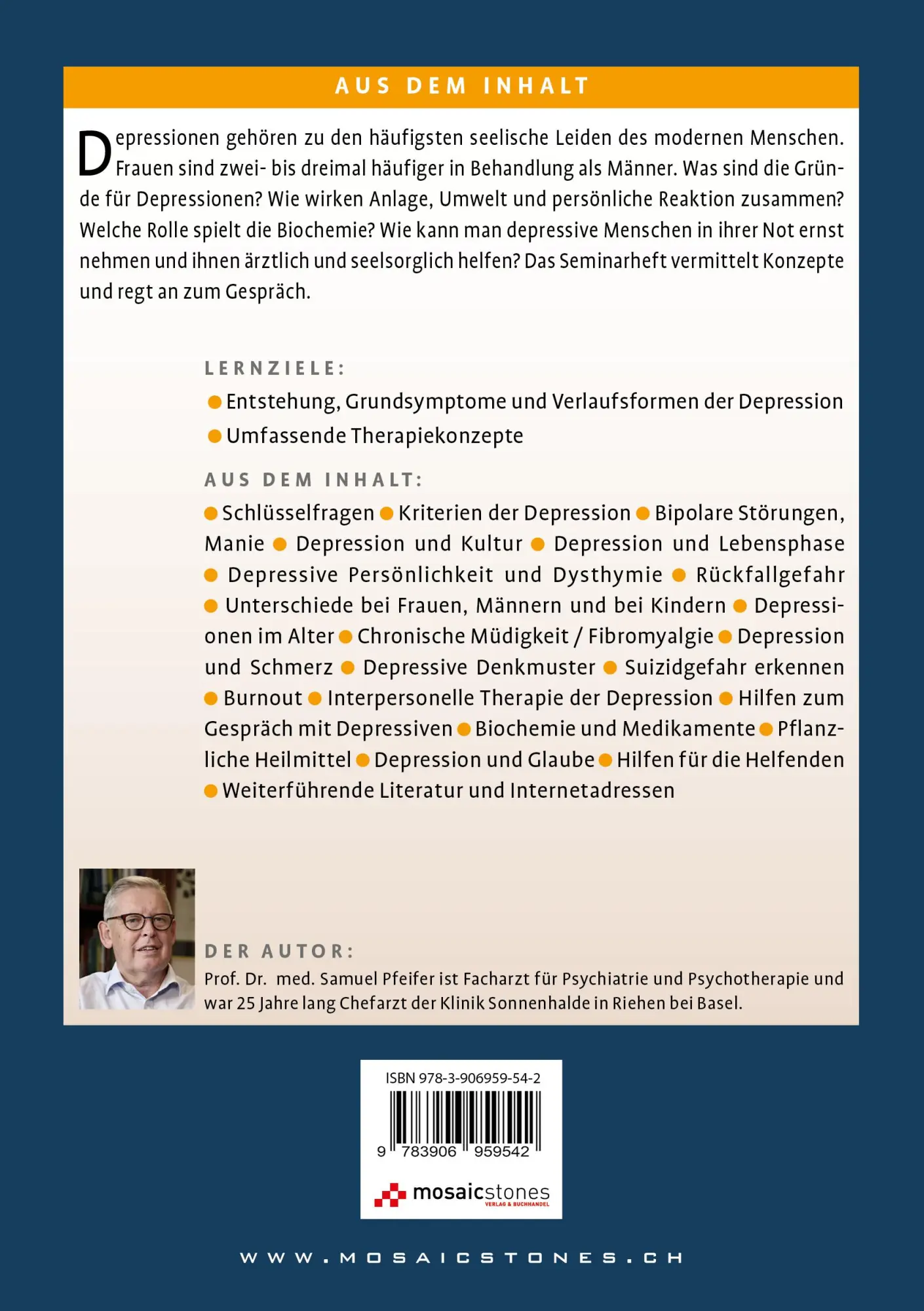 Rückseite: 9783906959542 | Depression | Samuel Pfeifer | Taschenbuch | Buch | Deutsch | 2022