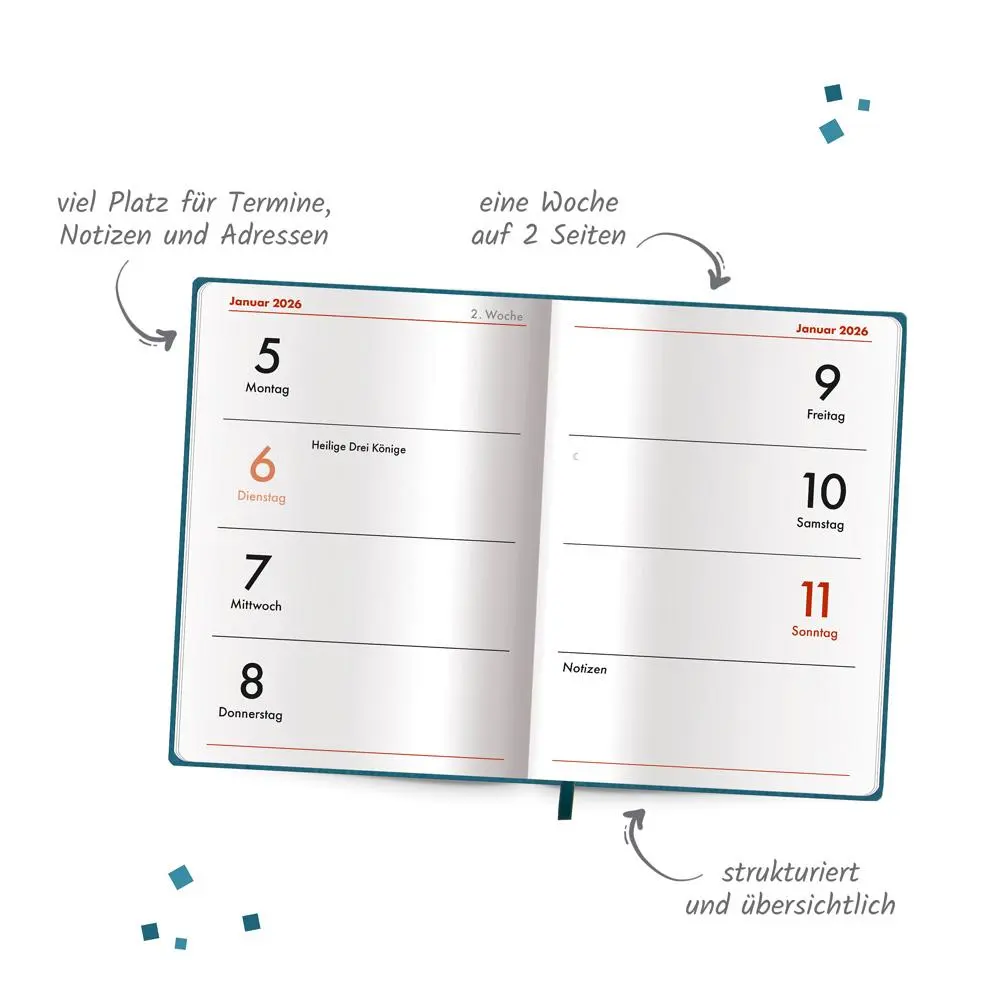 Bild: 4251901509642 | Trötsch Taschenkalender A7 Soft Touch Petrol 2026 | KG | Kalender