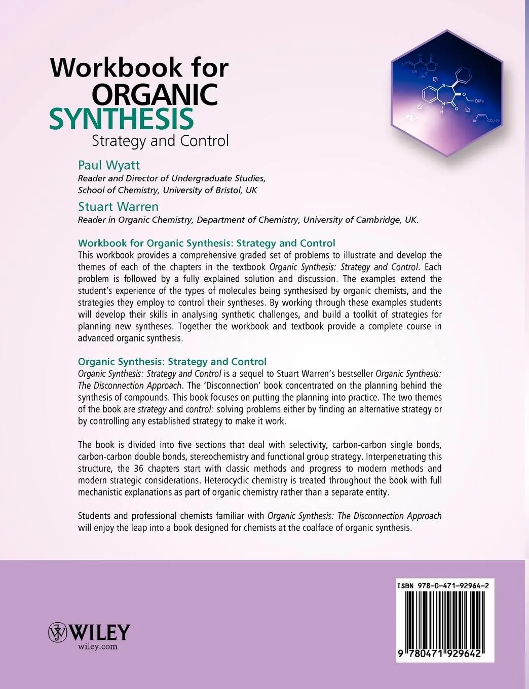 Rückseite: 9780471929642 | Workbook for Organic Synthesis | Strategy and Control | Wyatt (u. a.)