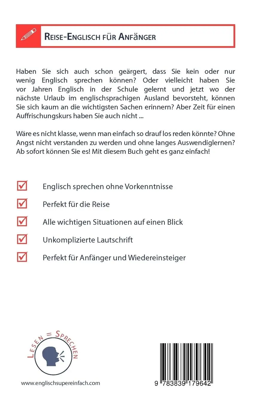 Rückseite: 9783839179642 | Reise-Englisch für Anfänger | Anja Carter | Taschenbuch | 96 S. | 2010