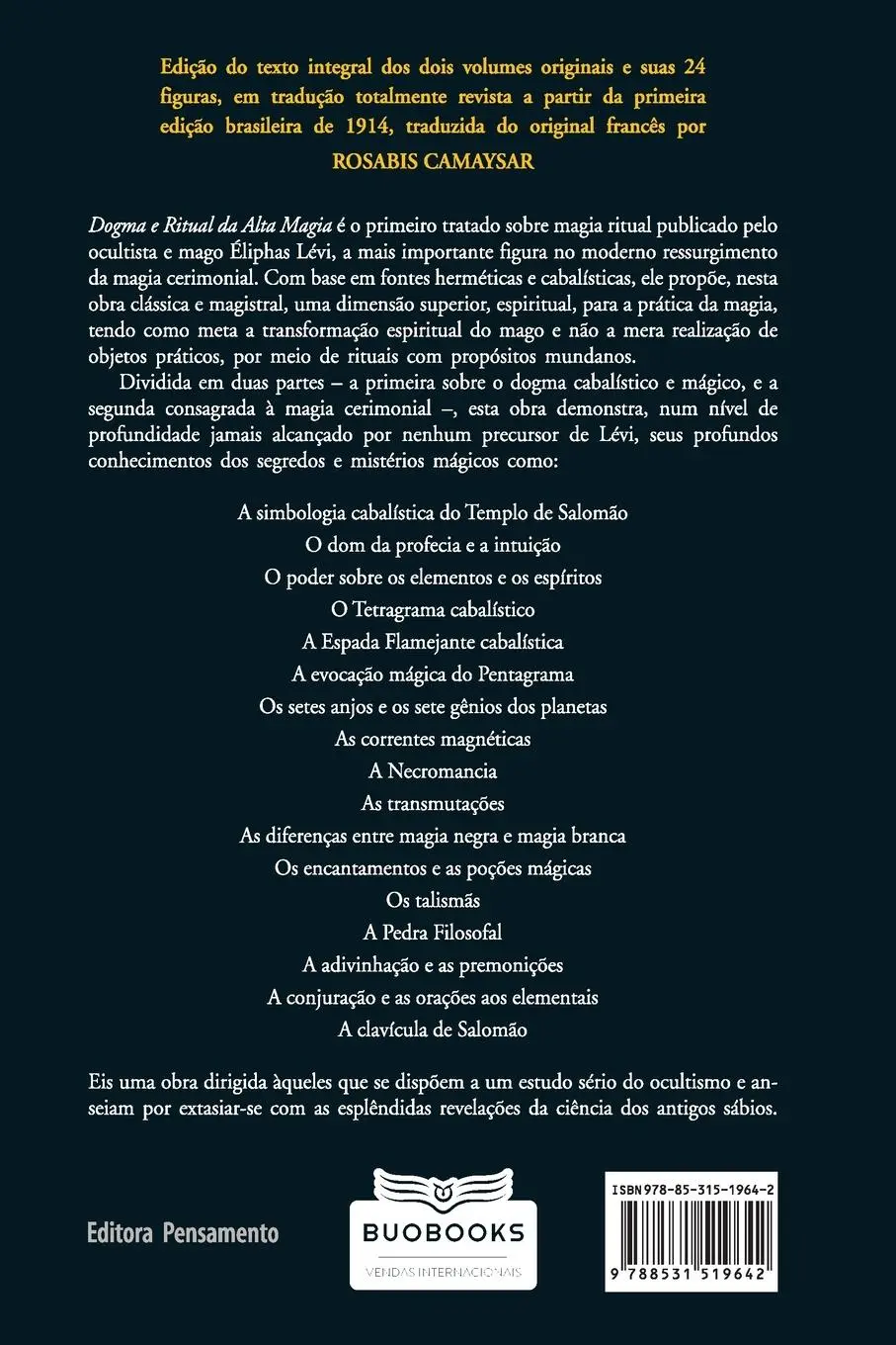 Rückseite: 9788531519642 | Dogma e Ritual da Alta Magia - Nova Edição | Éliphas Lévi | Buch