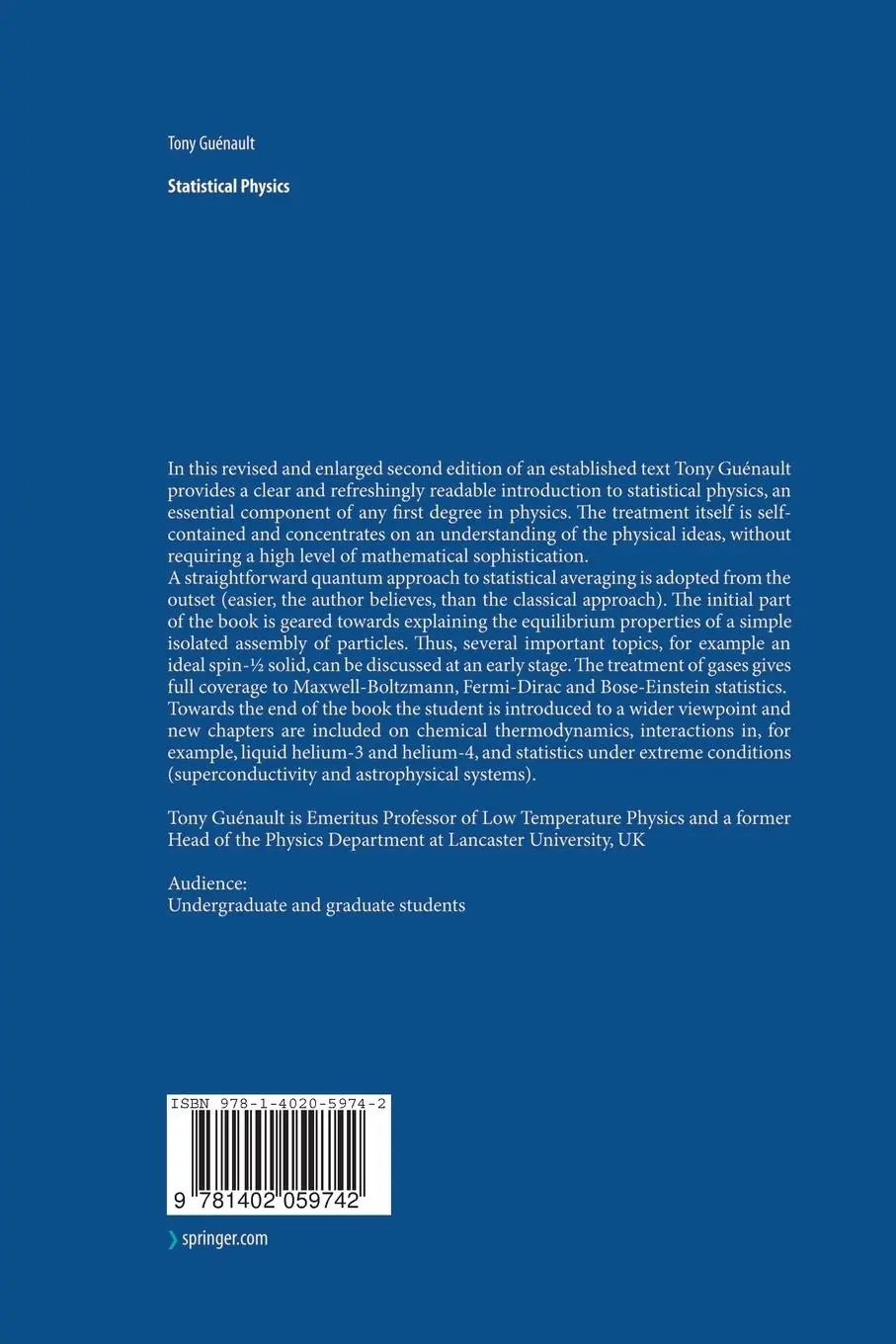 Rückseite: 9781402059742 | Statistical Physics | A. M. Guenault | Taschenbuch | xi | Englisch