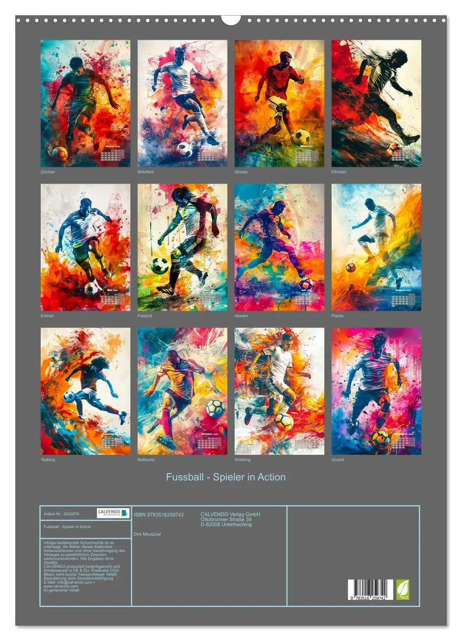 Bild: 9783516259742 | Fussball - Spieler in Action (Wandkalender 2026 DIN A2 hoch),...