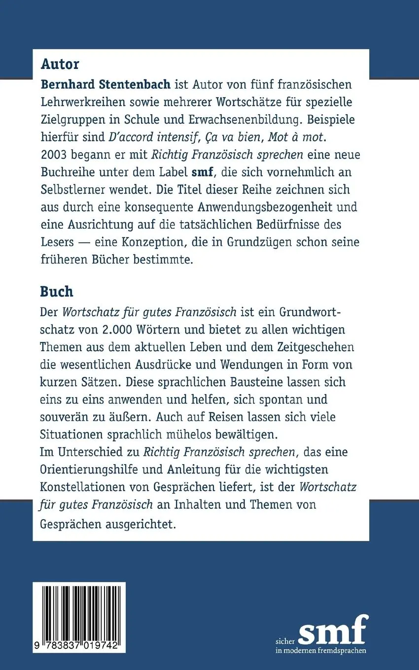 Rückseite: 9783837019742 | Wortschatz für gutes Französisch | Bernhard Stentenbach | Taschenbuch