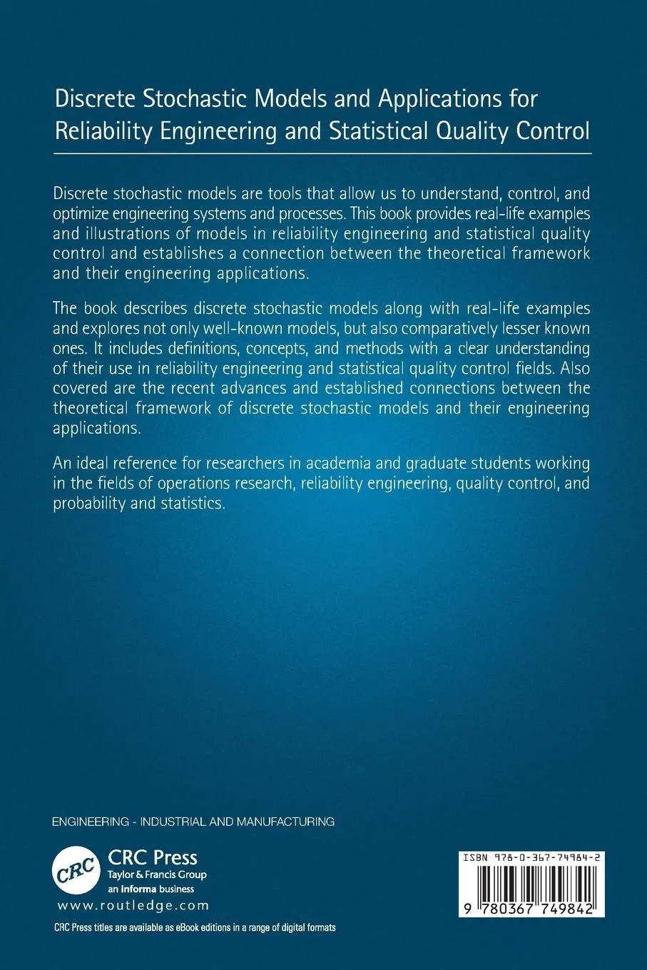 Rückseite: 9780367749842 | Discrete Stochastic Models and Applications for Reliability...
