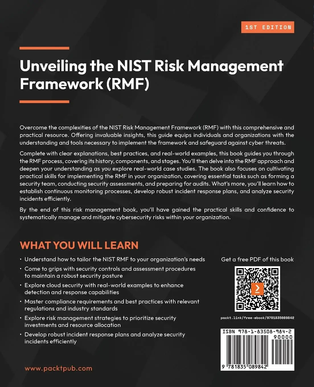 Rückseite: 9781835089842 | Unveiling the NIST Risk Management Framework (RMF) | Thomas Marsland