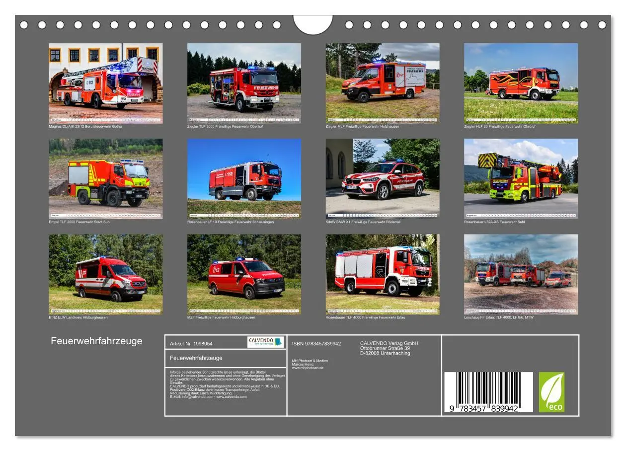 Bild: 9783457839942 | Feuerwehrfahrzeuge (Wandkalender 2026 DIN A4 quer), CALVENDO...
