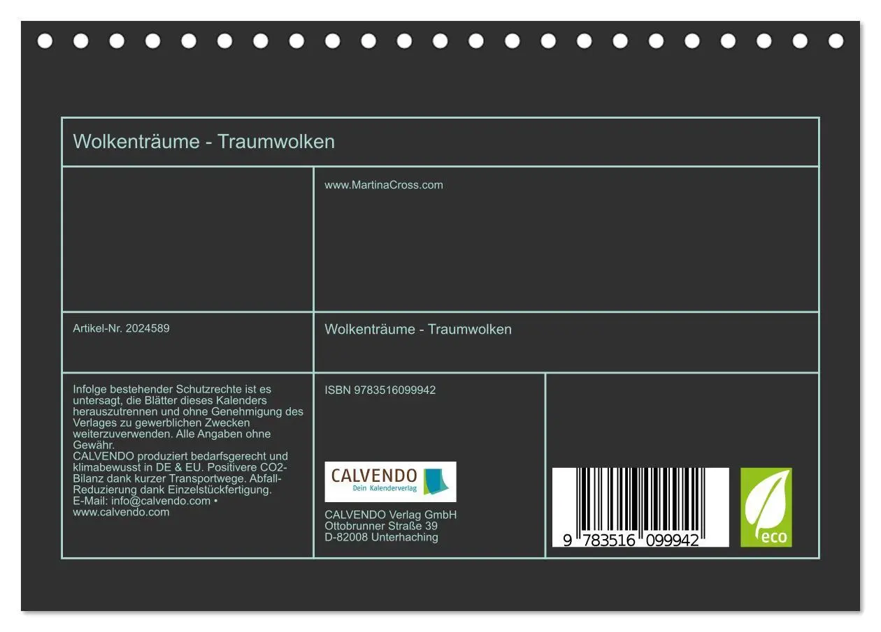 Bild: 9783516099942 | Wolkenträume - Traumwolken (Tischkalender 2026 DIN A5 quer),...